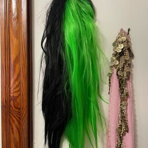 Vibrant Green and Black Hair Extension